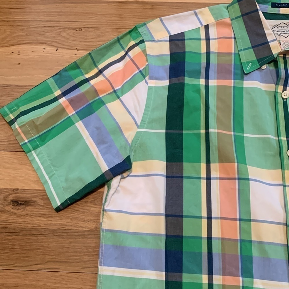 St. John’s Bay Classic Fit Button Down Collared Short Sleeve Plaid Shirt Men’s L - Picture 5 of 11